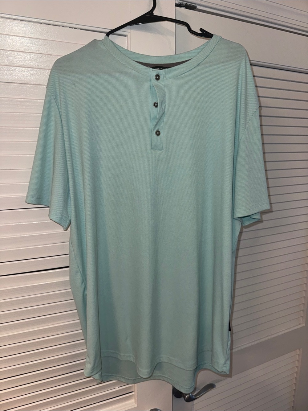 Mens Mint Green Short Sleeve Henley Shirt